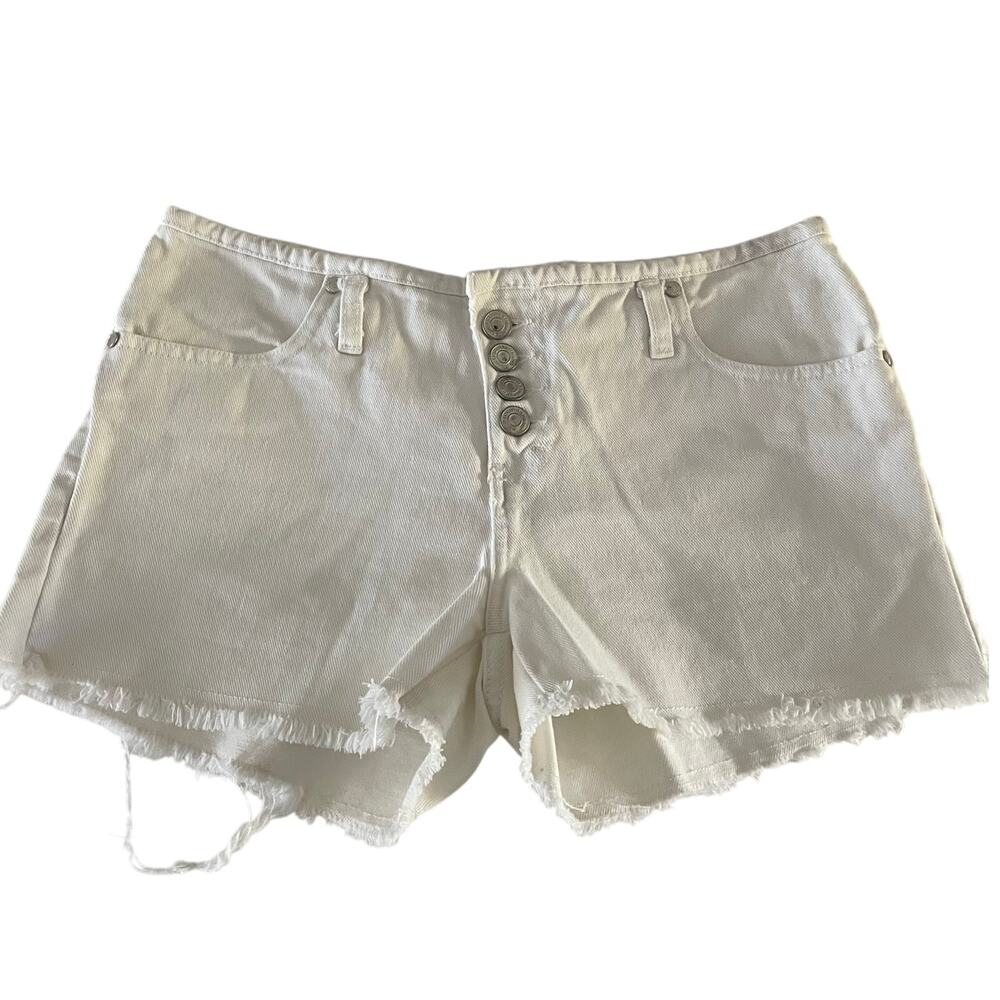 VTG Y2K No Boundaries Low Rise Button Fly Shorts size 5 Micro Mini White